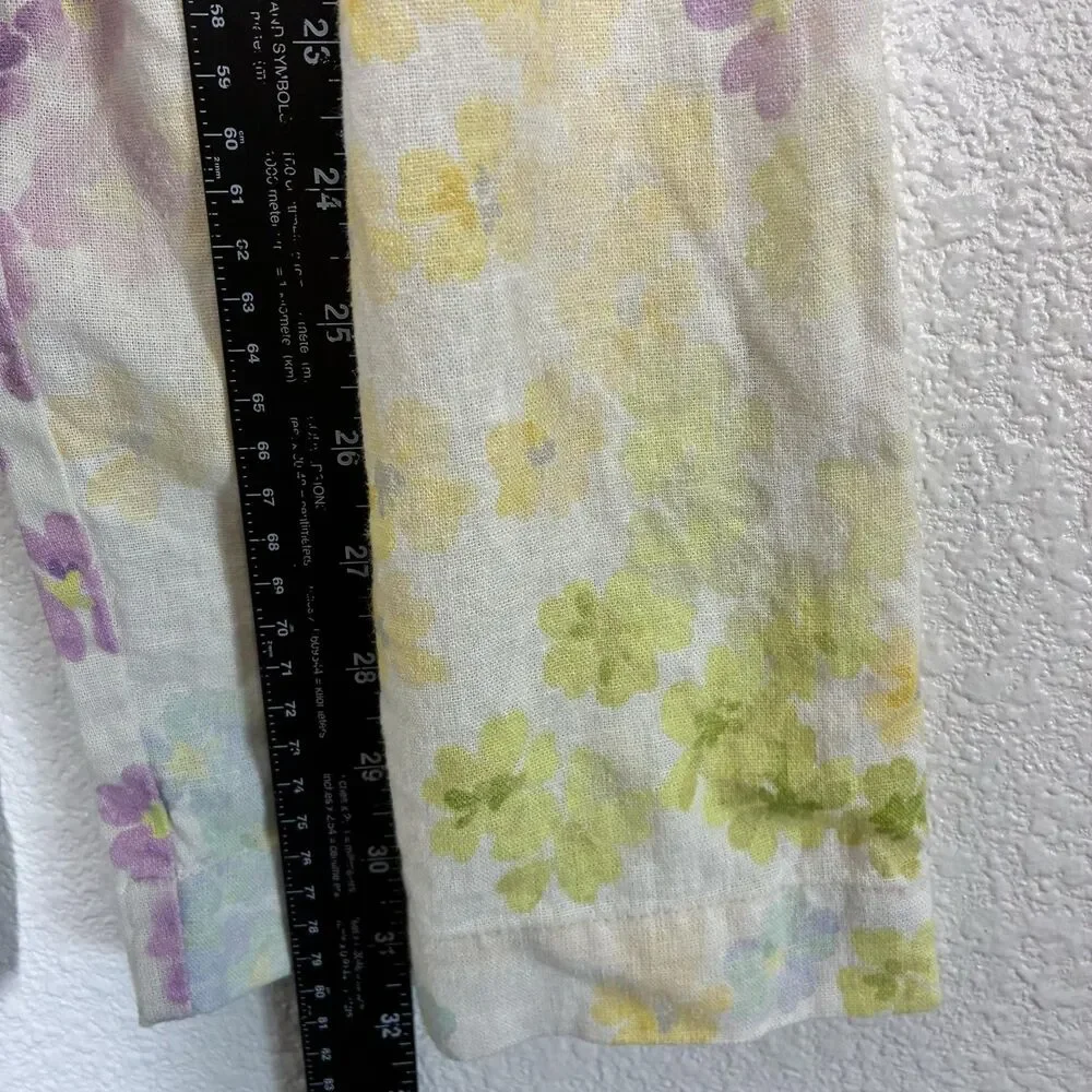 Zara Spain Jumpsuit Girls 5 Yellow Floral Linen Blend Tie Strap Summer One Piece